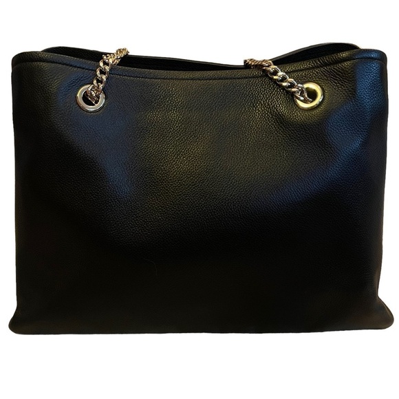 Kate Spade New York Large Black Pebbled Leather Jordyn Gold Chain Handle Tote - Picture 4 of 16